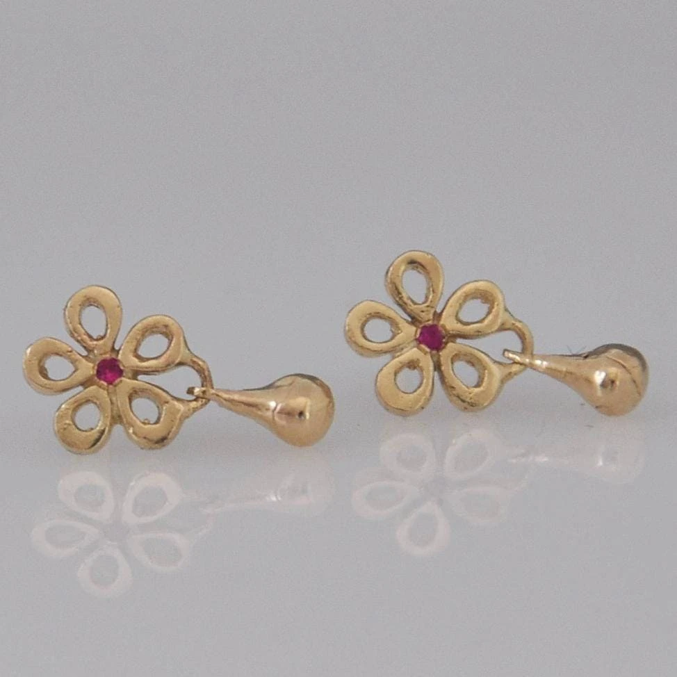 14k Gold Earrings, Dangle Solid Gold Earrings, Gold Earrings Gift For Mom, Christmas Gift Idea, Dainty Flower Earring, Everyday Earrings 9 14k Gold Earrings, Dangle Solid Gold Earrings, Gold Earrings Gift For Mom, Christmas Gift Idea, Dainty Flower Earring, Everyday Earrings - Image 7