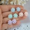 Stud Earrings Floral Gift For Girl Jewelry Christmas Gift For Women Gift For Her Tiny Earrings Pastel Flower, Lilac Earrings Blue Baby Pink