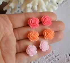 Xmas Gift For Her Tiny Stud Christmas Present Small Stud Earrings Rose Post Earrings Flower Earrings Pink Baby Pink Rose Pink Jewelry Gift