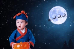 Christmas Digital Backdrop - Background - Moon - Santa - Raindeer - Snow - Sleigh - Night Sky - Landscape - Photography - Christmas Card