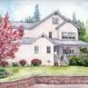 Custom House Illustration Our First Home Watercolor House Portrait Original Hand Painting Paper Wedding Anniversary Christmas Gift