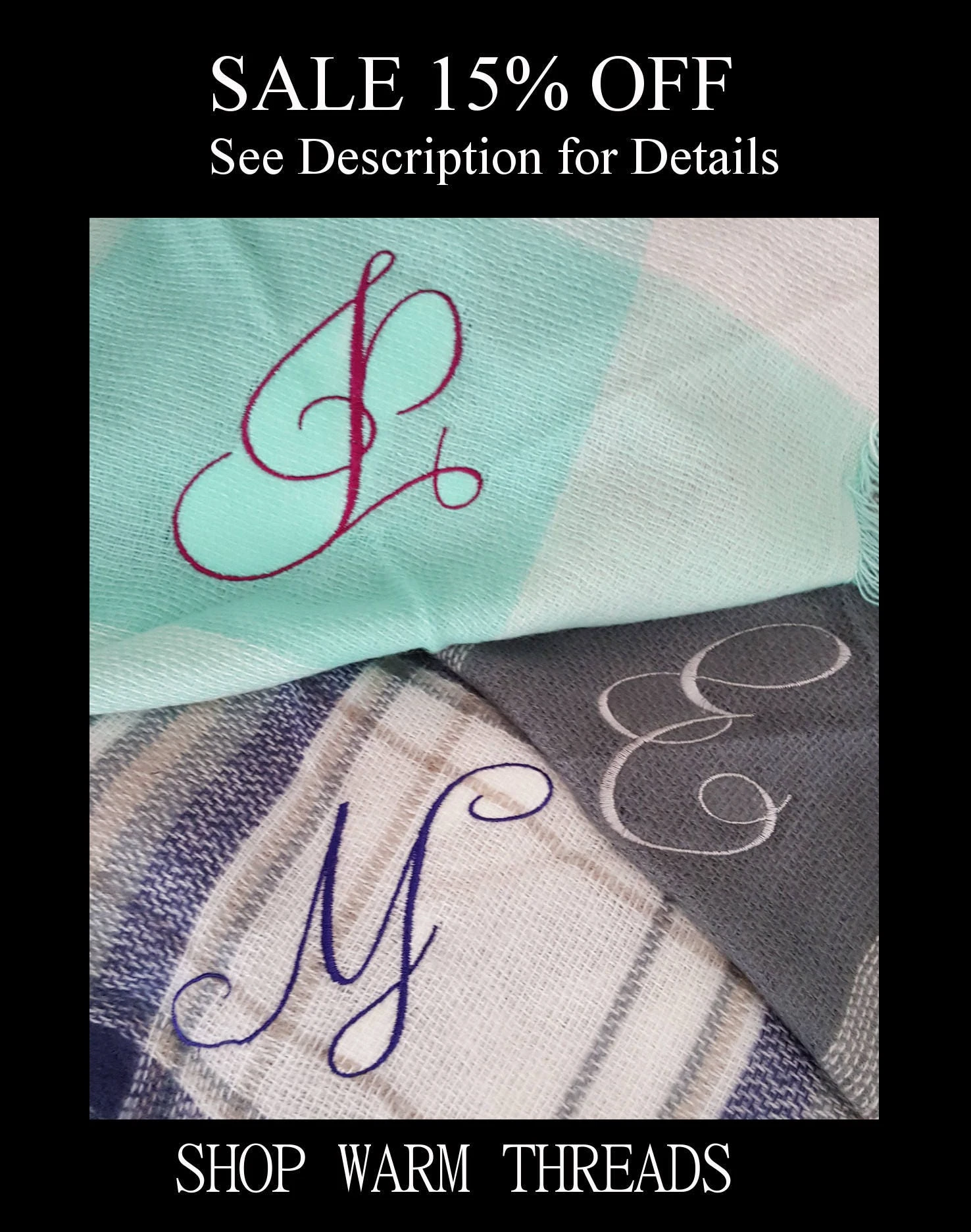 Monogrammed Scarf, Fall Scarf, Winter Scarf, Blanket Scarf, Boho Scarf, Christmas Gift Ideas, Plaid Blanket Scarf, Plaid Scarf, Gift For Her 3 Monogrammed Scarf, Fall Scarf, Winter Scarf, Blanket Scarf, Boho Scarf, Christmas Gift Ideas, Plaid Blanket Scarf, Plaid Scarf, Gift For Her