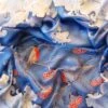 Holiday Silk Scarf Square, Christmas Ornament, Hand Painted Square Silk Scarf, Winter Pattern, Blue Scarf, Snowflake Silk Scarf