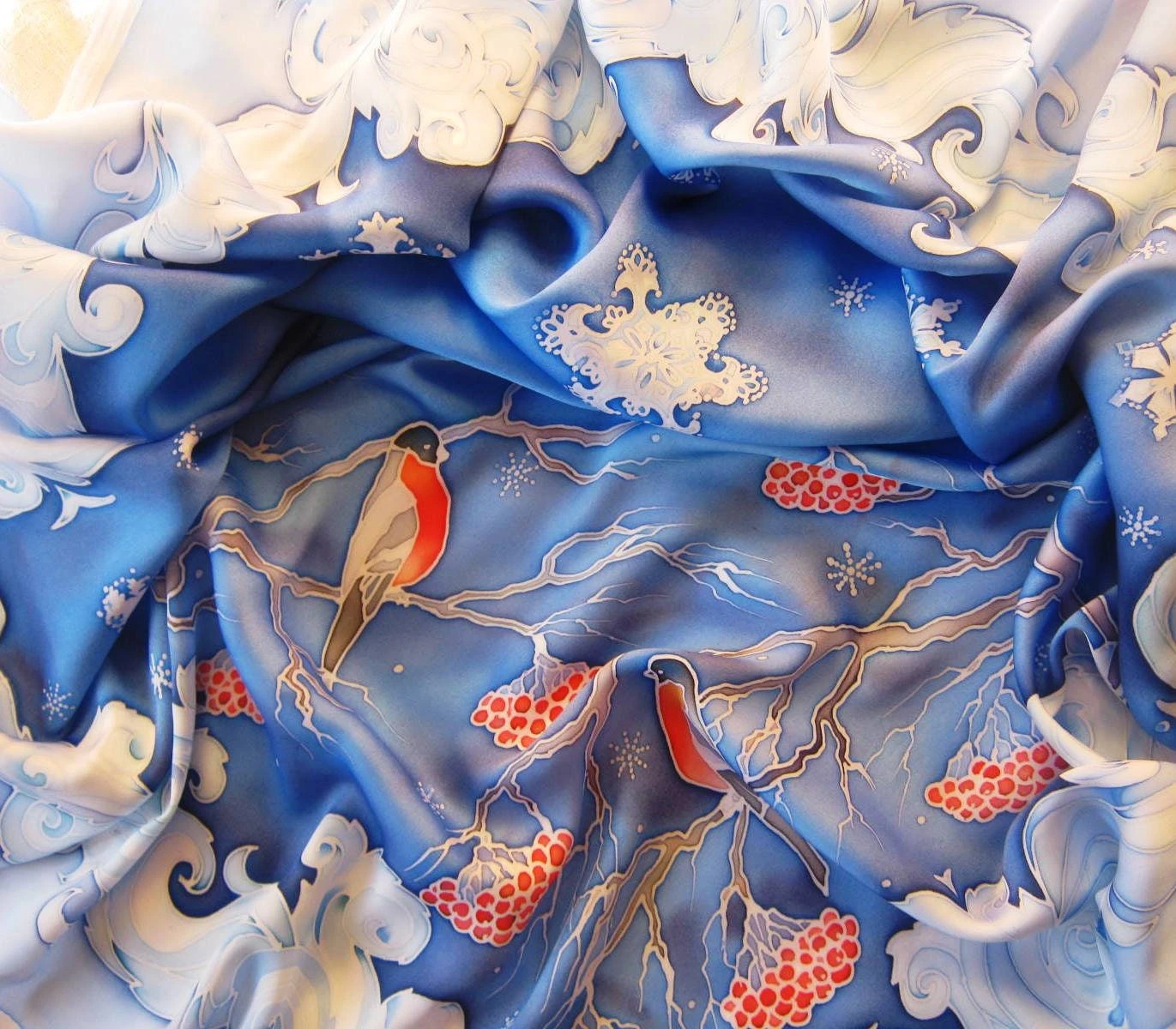 Holiday Silk Scarf Square, Christmas Ornament, Hand Painted Square Silk Scarf, Winter Pattern, Blue Scarf, Snowflake Silk Scarf 3 Holiday Silk Scarf Square, Christmas Ornament, Hand Painted Square Silk Scarf, Winter Pattern, Blue Scarf, Snowflake Silk Scarf