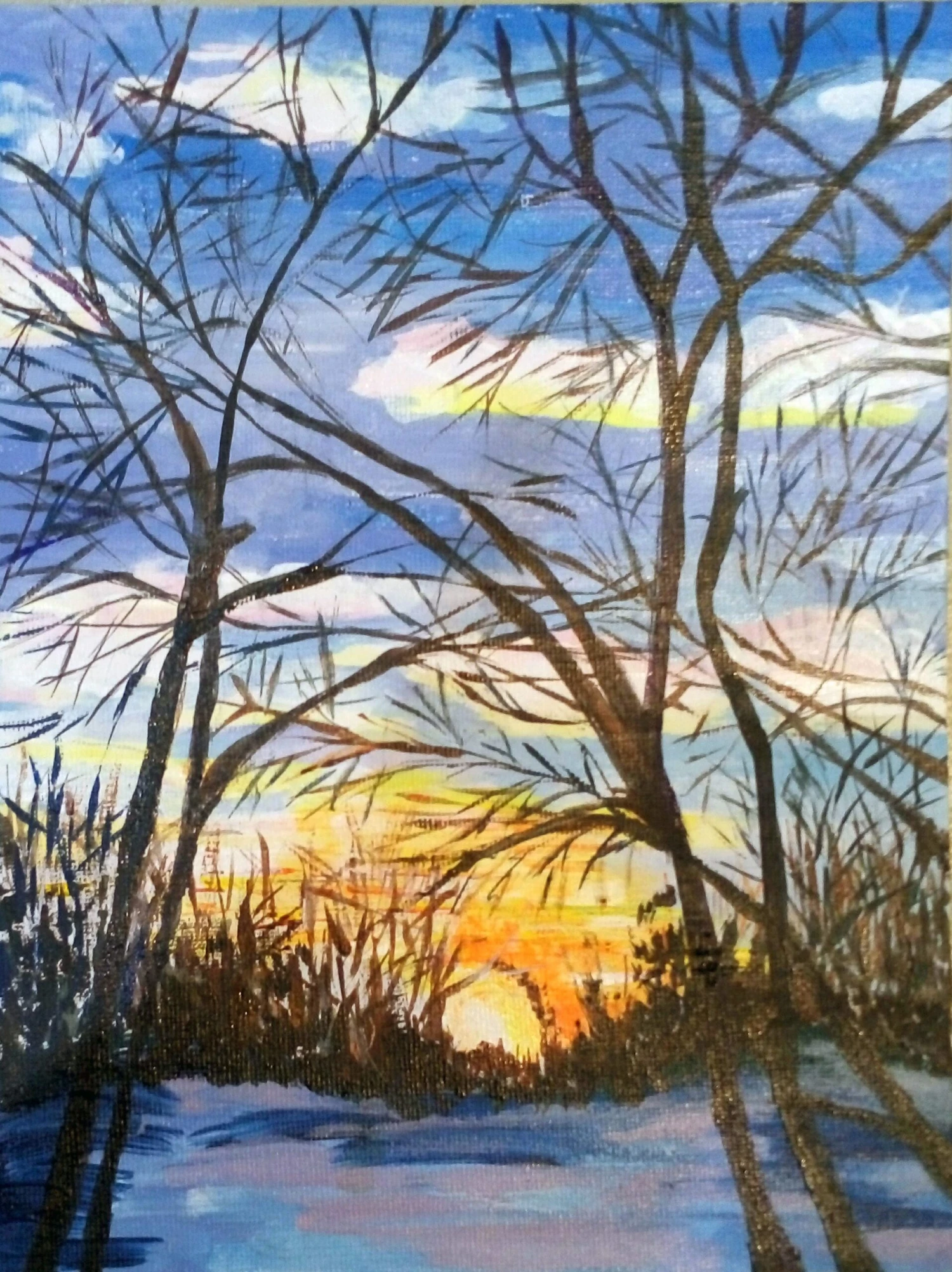 Christmas Gift Living Room Decor Desktop Decor Small Wall Art Fireplace Hall Interior Cozy Original Winter Sunrise Landscape 9x7" 3 Christmas Gift Living Room Decor Desktop Decor Small Wall Art Fireplace Hall Interior Cozy Original Winter Sunrise Landscape 9x7"