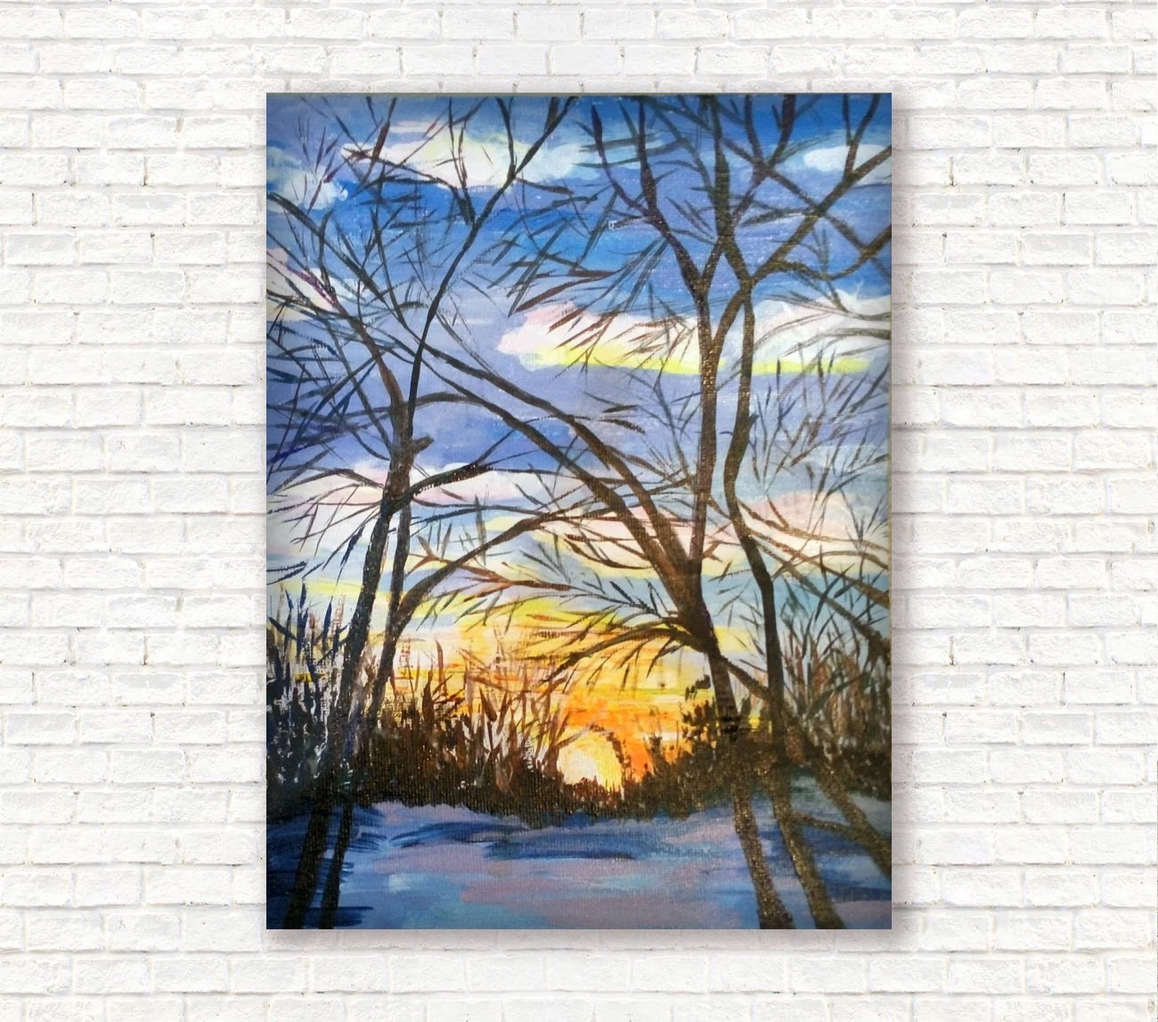 Christmas Gift Living Room Decor Desktop Decor Small Wall Art Fireplace Hall Interior Cozy Original Winter Sunrise Landscape 9x7" 12 Christmas Gift Living Room Decor Desktop Decor Small Wall Art Fireplace Hall Interior Cozy Original Winter Sunrise Landscape 9x7" - Image 10