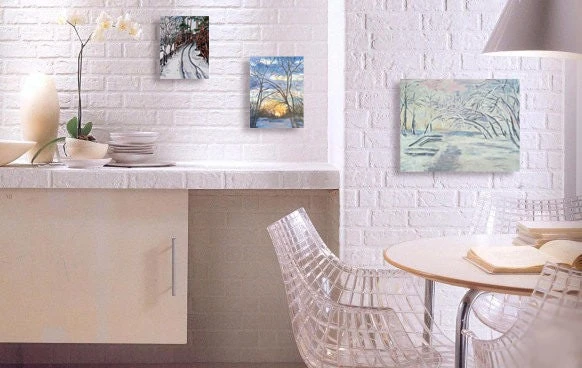 Christmas Gift Living Room Decor Desktop Decor Small Wall Art Fireplace Hall Interior Cozy Original Winter Sunrise Landscape 9x7" 6 Christmas Gift Living Room Decor Desktop Decor Small Wall Art Fireplace Hall Interior Cozy Original Winter Sunrise Landscape 9x7" - Image 4