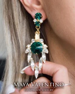 Emerald Earrings, Green Earrings, Emerald Jewelry, Swarovski Earrings, Statement Earrings, Chandelier Earrings, Jewelry For Christmas -Jewellery Soldes Boutique il fullxfull.1353519117 n3wj