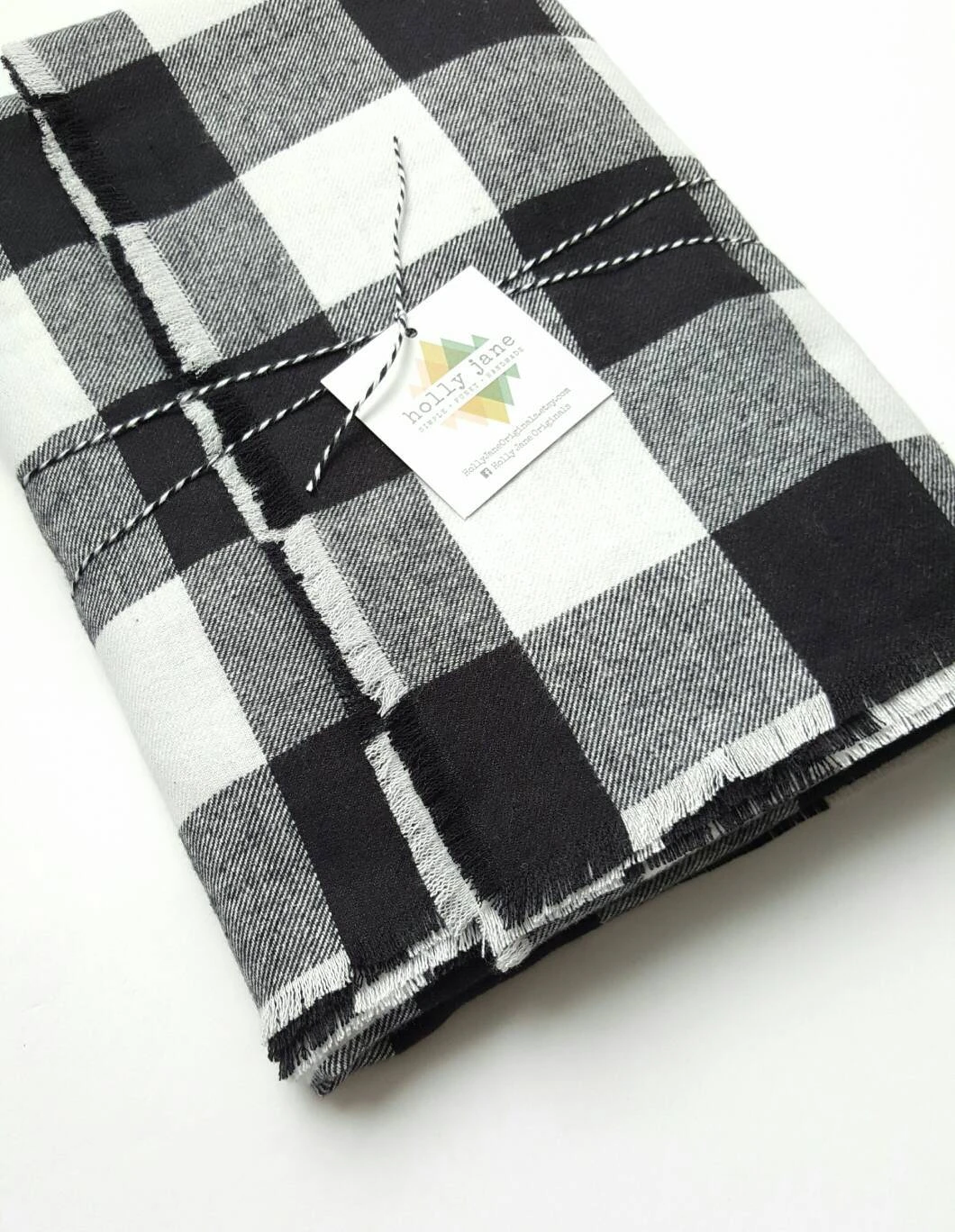 Plaid Flannel Blanket Scarf, Large Plaid Cotton Flannel Blanket Scarf, Black And White Buffalo Plaid, Christmas Gift, Cozy Flannel Scarf 6 Plaid Flannel Blanket Scarf, Large Plaid Cotton Flannel Blanket Scarf, Black And White Buffalo Plaid, Christmas Gift, Cozy Flannel Scarf - Image 4