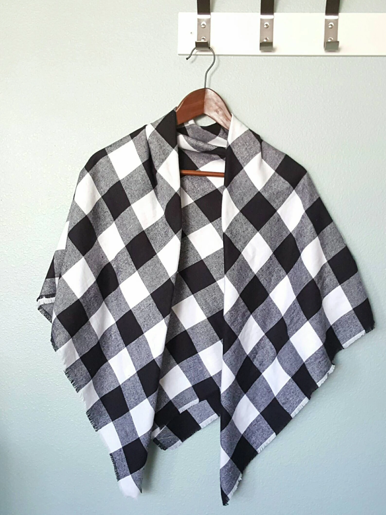 Plaid Flannel Blanket Scarf, Large Plaid Cotton Flannel Blanket Scarf, Black And White Buffalo Plaid, Christmas Gift, Cozy Flannel Scarf 5 Plaid Flannel Blanket Scarf, Large Plaid Cotton Flannel Blanket Scarf, Black And White Buffalo Plaid, Christmas Gift, Cozy Flannel Scarf - Image 3