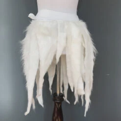 White Fur Skirt Womens Animal Christmas Costume White Fringe Skirt Polar Bear Costume White Cat Outfit Furries Clothing - TRIXY XCHANGE