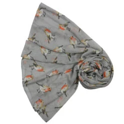 NEW Red Robin Red Breast Bird Print Scarf Wrap Christmas Gift -Jewellery Soldes Boutique il fullxfull.1378815817 hzah
