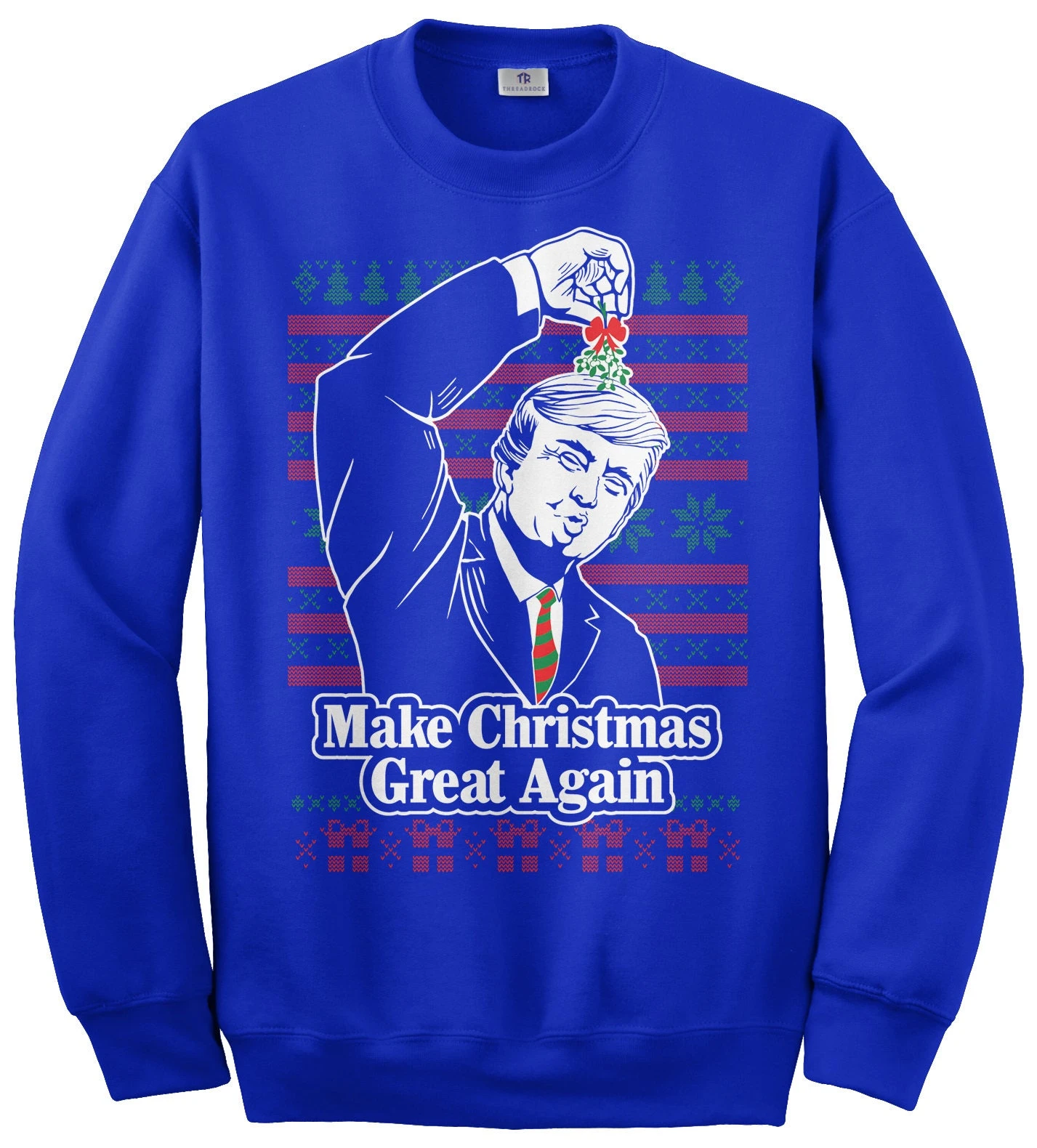 Donald Trump Make Christmas Great Again Mistletoe Ugly Christmas Sweater Unisex Adult Crew Neck Sweatshirt 5 Donald Trump Make Christmas Great Again Mistletoe Ugly Christmas Sweater Unisex Adult Crew Neck Sweatshirt - Image 3