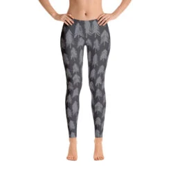 Gray Pine Tree Leggings. Great For Winter, Christmas. Polyester & Spandex Blend. Size XS-XL. Printed And Sewn In USA.