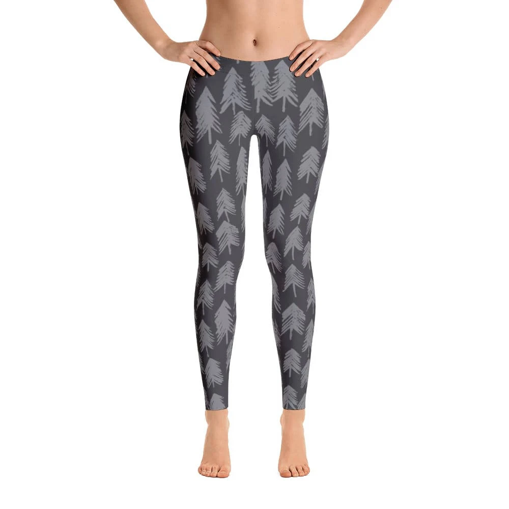 Gray Pine Tree Leggings. Great For Winter, Christmas. Polyester & Spandex Blend. Size XS-XL. Printed And Sewn In USA. 3 Gray Pine Tree Leggings. Great For Winter, Christmas. Polyester & Spandex Blend. Size XS-XL. Printed And Sewn In USA.