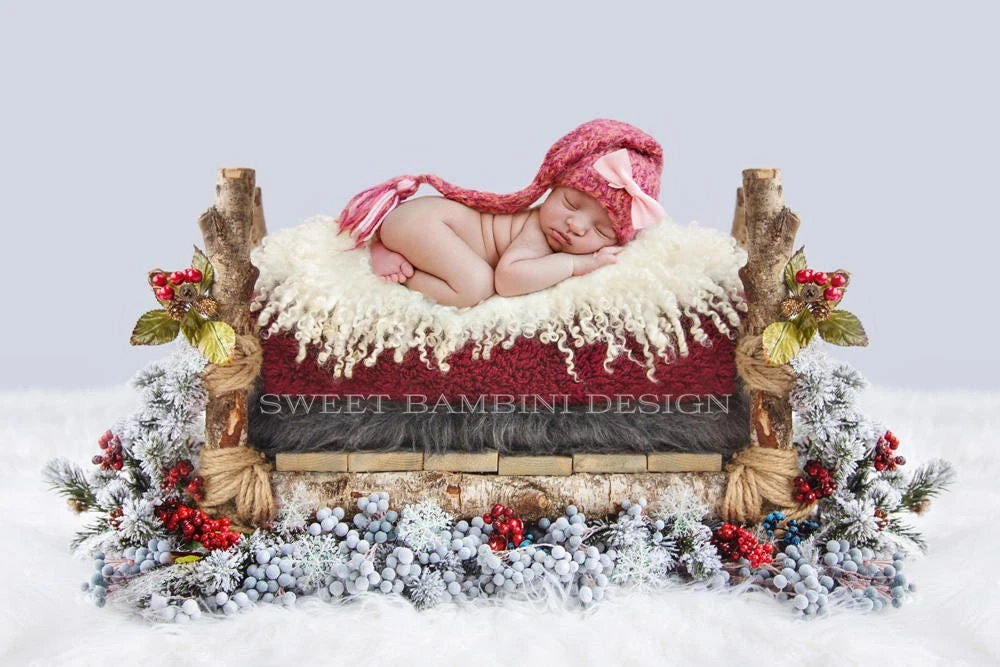 Newborn Digital Backdrop - Santa Baby Christmas Bed 3 Newborn Digital Backdrop - Santa Baby Christmas Bed