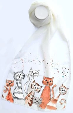Chiffon Scarf, Cat Scarf, Animal Scarf, Cream Scarf, Unique Scarf, Christmas Gift, For Her