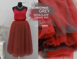 Christmas Grey Ombre Tulle Skirt 7 Layers Super Puff, Exclusive Skirt, Tulle Skirt Woman, Red Tulle Skirt Bridal New Year Skirt