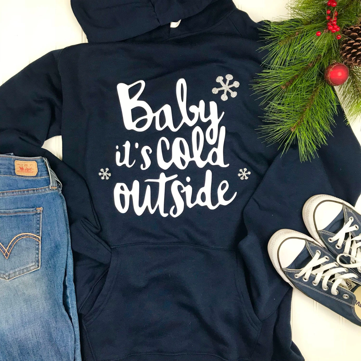 Baby Its Cold Outside, Hooded Sweatshirt, Navy Hoodie, Womens Hoodie, Christmas Hoodie, Mom Christmas Gift, Christmas Sweater, Christmas Tee 3 Baby Its Cold Outside, Hooded Sweatshirt, Navy Hoodie, Womens Hoodie, Christmas Hoodie, Mom Christmas Gift, Christmas Sweater, Christmas Tee