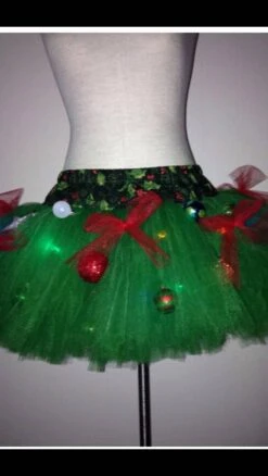 Tacky Tutu Adult Plus Size Small Medium And Large Christmas Tree Decorated TuTu With Lights Ugly Sweater Party GreenTutu