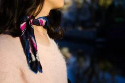 Designer Silk Bandana | Gift For Her | Festive Season Gift | Christmas Gift | Pink & Blue