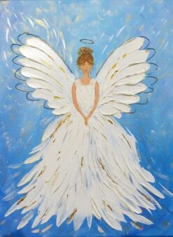 Angel Painting Angel Blessings White Angel Wings Wall Decor Angels On Canvas Original Art Angel Of Light Guardian Angel Gift Christmas Decor
