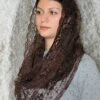 Gift For Christmas Brown Veil Brown Lace Scarf Chapel Mantilla Veil For Mass Catholic Chapel Head Covering Chapel Veil