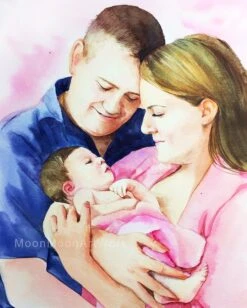 ORIGINAL Custom Family Portrait Watercolor Painting From Photo To Handmade Personalized Family Gift For Mom, Gift For Dad, Christmas Gift -Jewellery Soldes Boutique il fullxfull.1521669485 6rwj