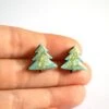 Christmas Earrings Woodland Jewelry Handmade Stud Earrings Green Holiday Earrings Christmas Gift Ideas Xmas Tree Christmas Jewelry Wood Art
