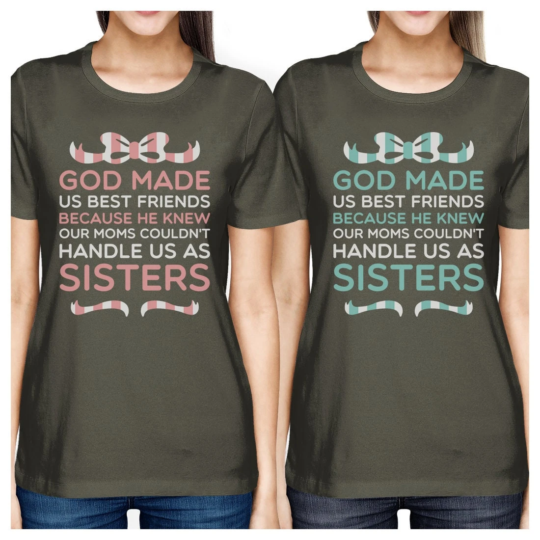 God Made Us Funny Best Friend Shirts | Cute BFF Shirt With Ribbon | Christmas, Birthday Gift For Your BF Like A Sister - BFF Matching Tee 6 God Made Us Funny Best Friend Shirts | Cute BFF Shirt With Ribbon | Christmas, Birthday Gift For Your BF Like A Sister - BFF Matching Tee - Image 4
