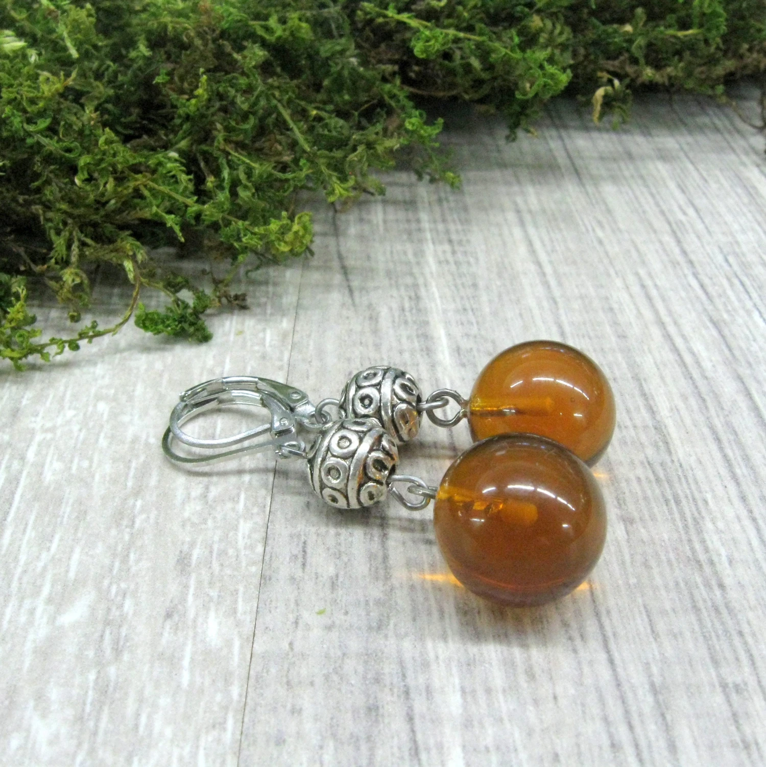 Natural Baltic Amber Round Drop Earrings, Silver Ball Dangling Earrings, Christmas Gift, Brown Amber Jewelry 9 Natural Baltic Amber Round Drop Earrings, Silver Ball Dangling Earrings, Christmas Gift, Brown Amber Jewelry - Image 7