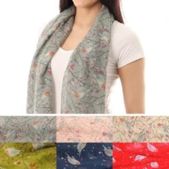 Robin Bird Scarf Women, Personalized Gifts For Her, Bird Print Scarf, Personalised Scarf, Birthday Gifts, Mothers Day Gift, Christmas Gift