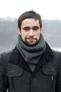 Mens Wool Scarf - Gray Mens Scarf Knitted - Gifts For Guys - Christmas Gifts For Him Under 50 - Gifts For Husband - Birthday Gift For Men