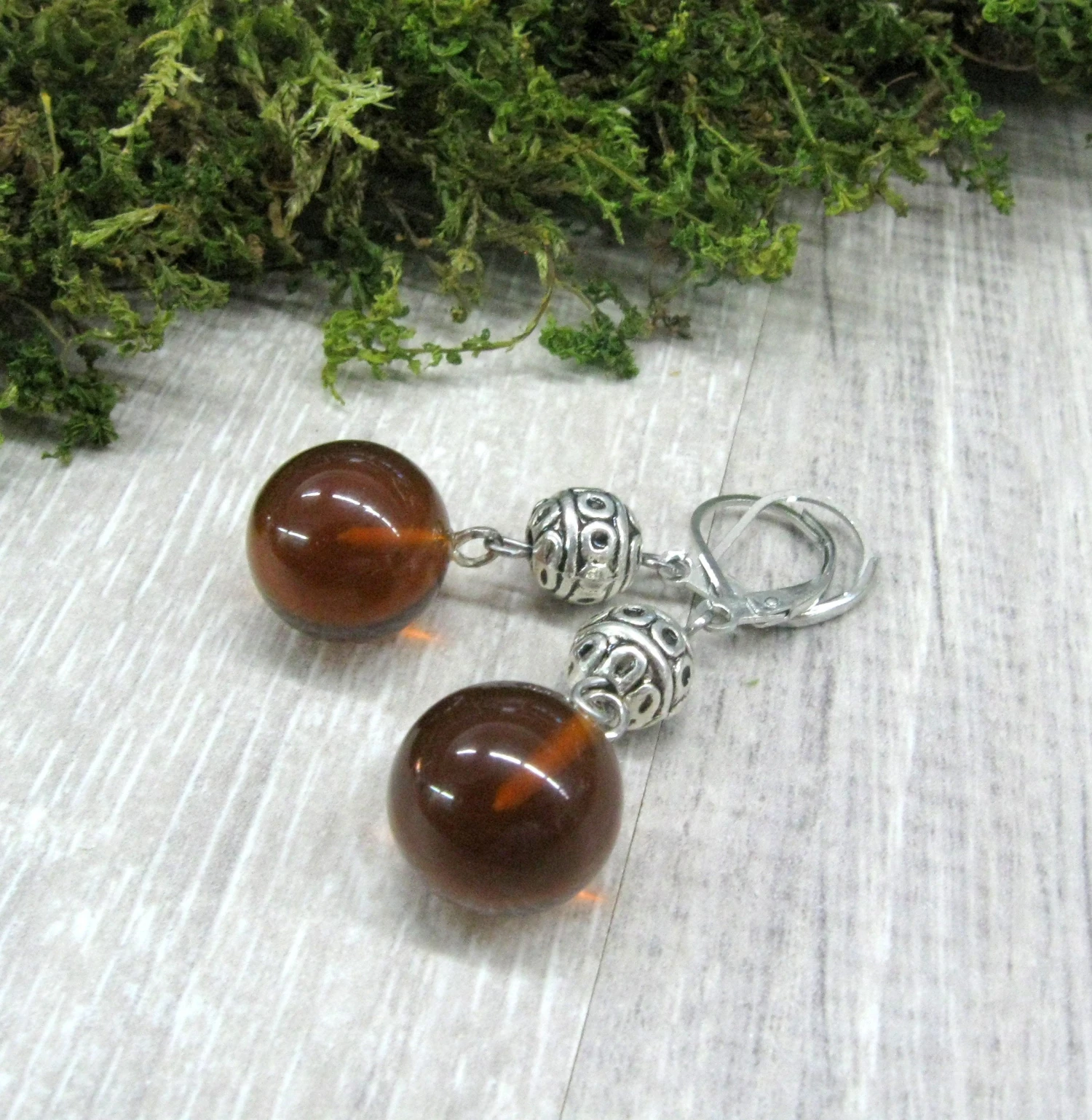 Natural Baltic Amber Round Drop Earrings, Silver Ball Dangling Earrings, Christmas Gift, Brown Amber Jewelry 11 Natural Baltic Amber Round Drop Earrings, Silver Ball Dangling Earrings, Christmas Gift, Brown Amber Jewelry - Image 9