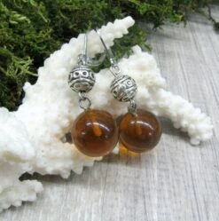 Natural Baltic Amber Round Drop Earrings, Silver Ball Dangling Earrings, Christmas Gift, Brown Amber Jewelry 15 Natural Baltic Amber Round Drop Earrings, Silver Ball Dangling Earrings, Christmas Gift, Brown Amber Jewelry -Jewellery Soldes Boutique il fullxfull.1674661809 ojon