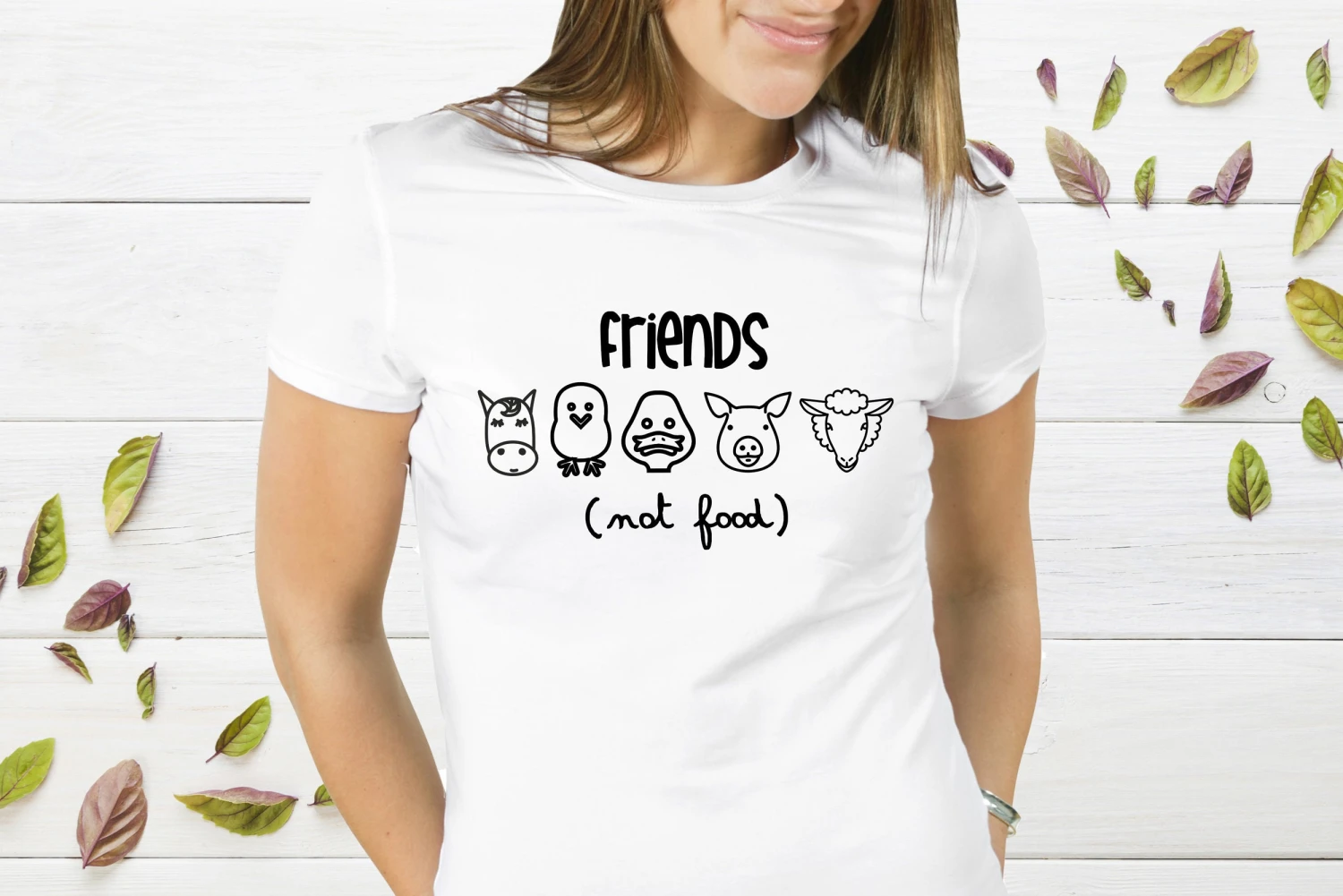 Vegan Shirt, Vegan Design T-shirt, Gift For Vegans, Friends Not Food, Vegan Girl Tshirt, Cute Vegan Shirt, Boho Tee, Christmas Gift 4 Vegan Shirt, Vegan Design T-shirt, Gift For Vegans, Friends Not Food, Vegan Girl Tshirt, Cute Vegan Shirt, Boho Tee, Christmas Gift - Image 2