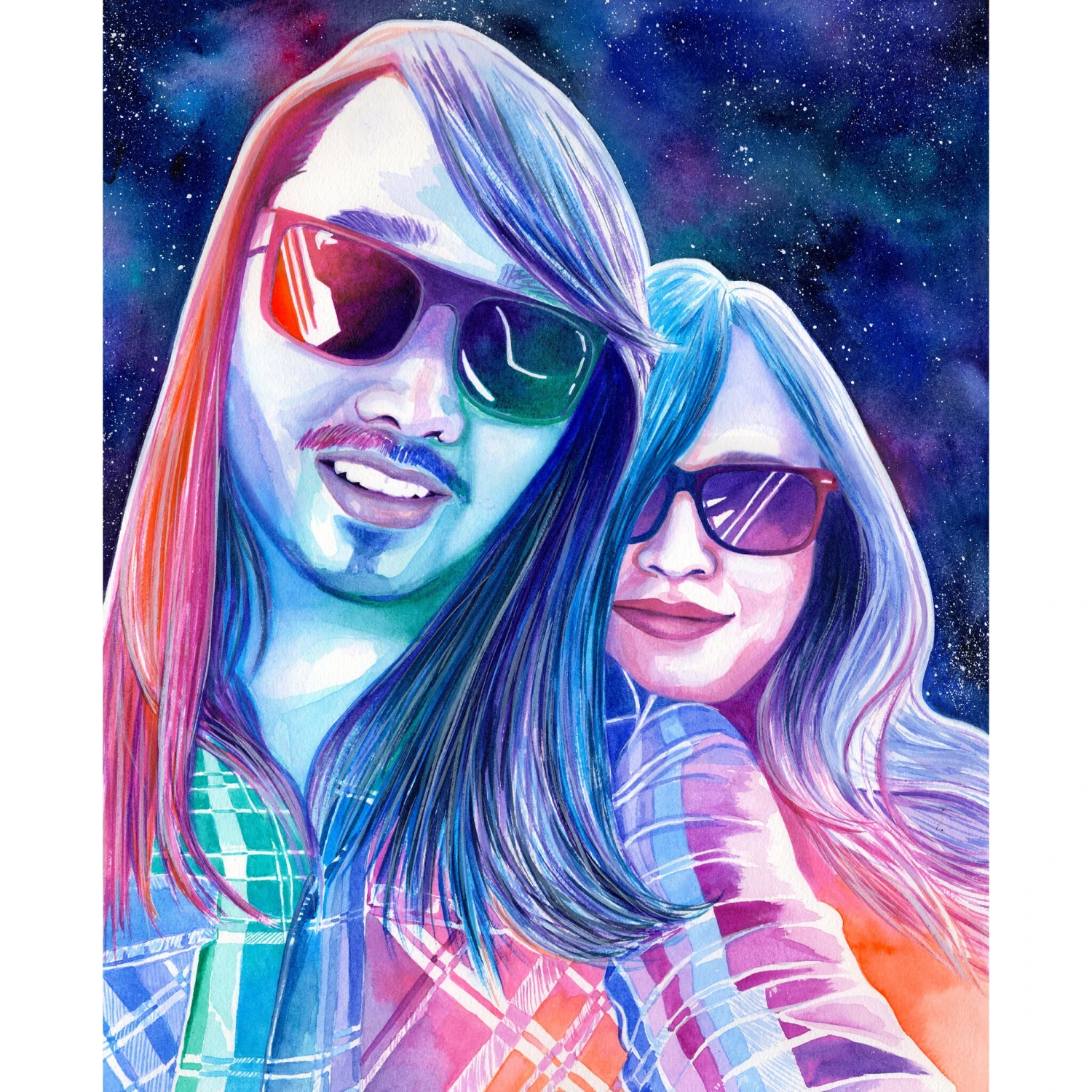 Personalized Boyfriend Christmas Gift, Custom Watercolor Couples Portrait, Husband Gift, Unique Gifts For Men, Xmas Present From Girlfriend 11 Personalized Boyfriend Christmas Gift, Custom Watercolor Couples Portrait, Husband Gift, Unique Gifts For Men, Xmas Present From Girlfriend - Image 9