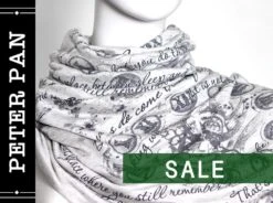 Peter Pan Book Scarf, Infinity Scarf, Literary Scarf, Author Gifts, Booklover Gift, Graduation Gift, Christmas Gift