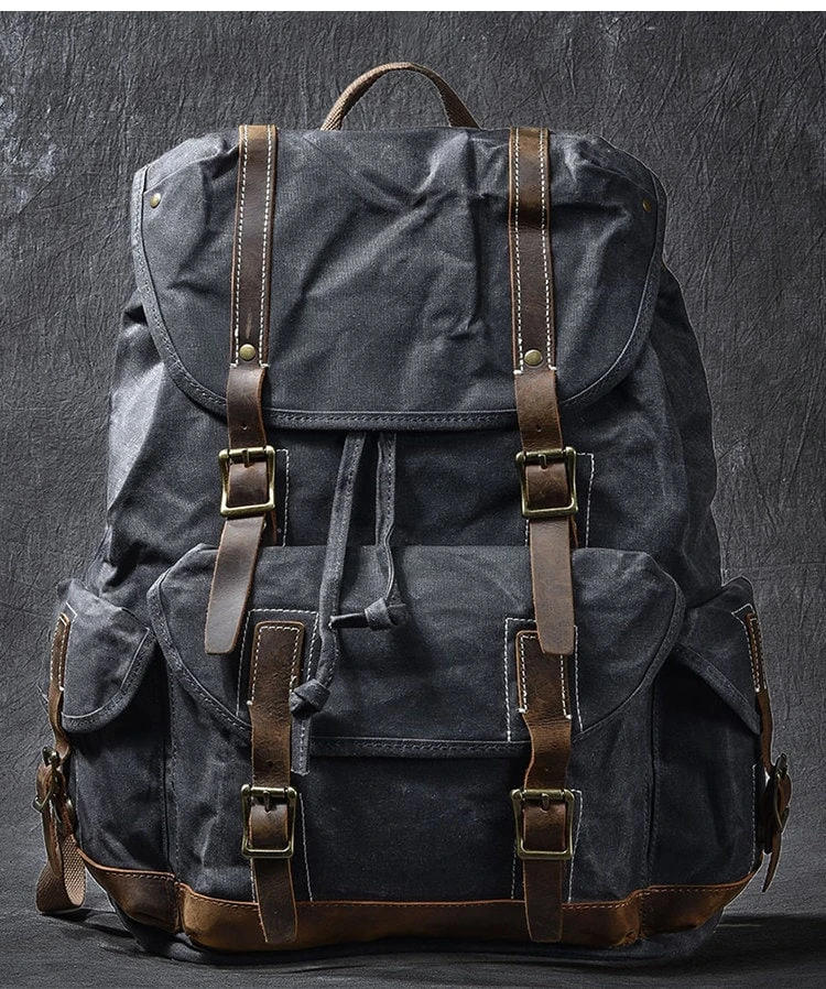 Waxed Canvas Backpack, Handmade Rucksack, School Backpack, Mens Laptop Backpack, Large Travel Backpack, Christmas Gifts, Dad Birthday Gifts 6 Waxed Canvas Backpack, Handmade Rucksack, School Backpack, Mens Laptop Backpack, Large Travel Backpack, Christmas Gifts, Dad Birthday Gifts - Image 4