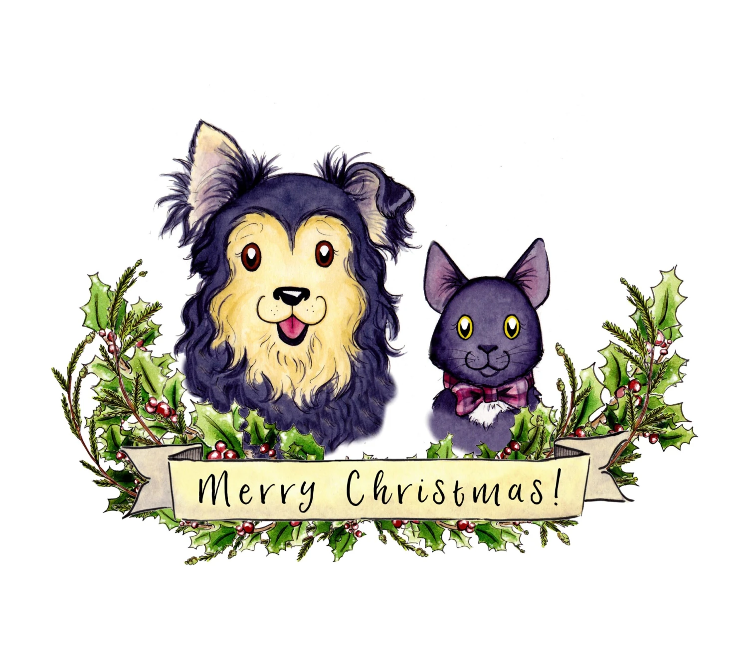 Custom Pet Christmas Card Do G Cat Portrait Personalized Watercolor Portrait Illustration Custom Holiday Greeting Card Christamas Present 6 Custom Pet Christmas Card Do G Cat Portrait Personalized Watercolor Portrait Illustration Custom Holiday Greeting Card Christamas Present - Image 4