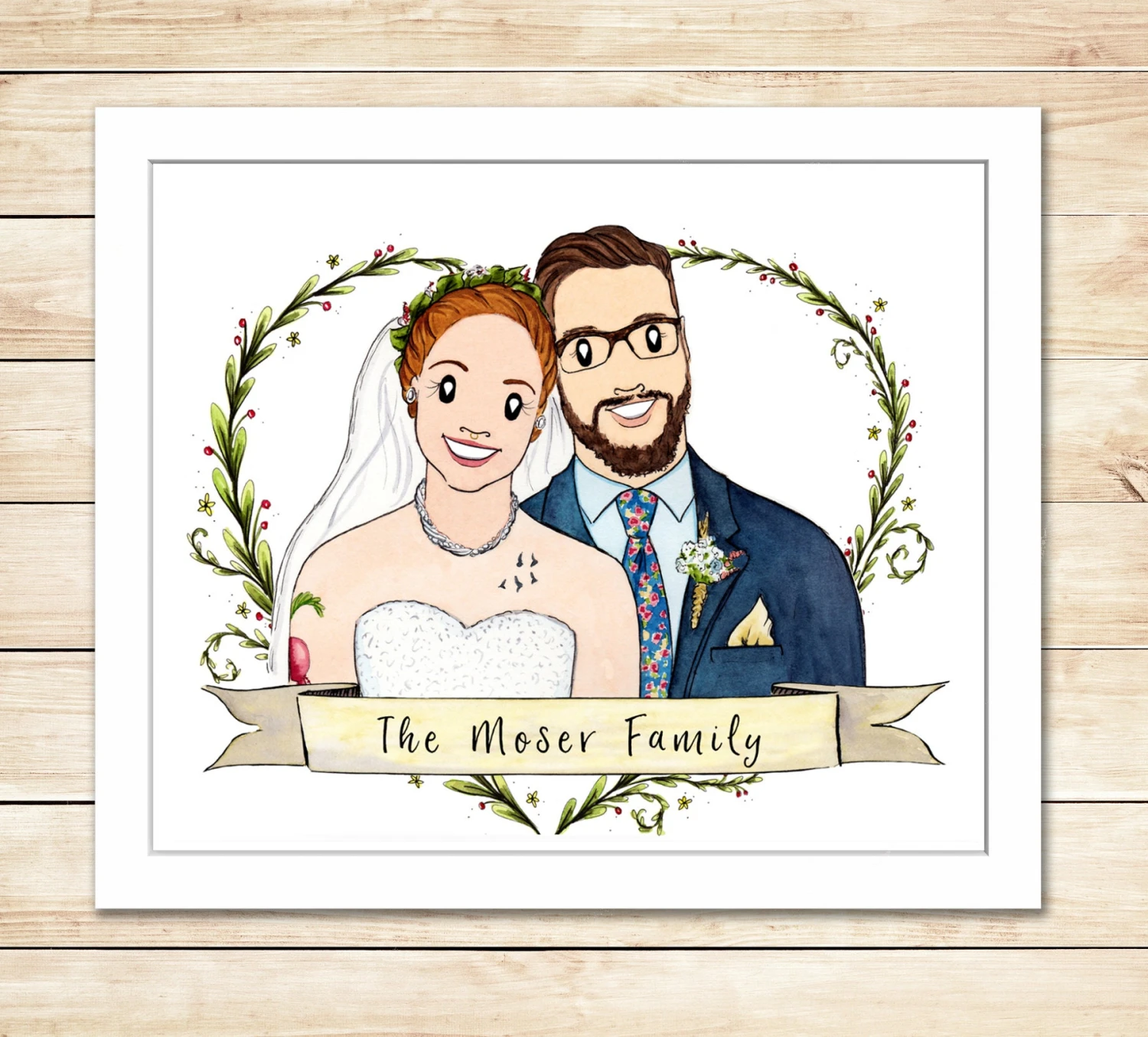 Christmas Gift, Family Portrait, Custom Watercolor, Family Illustration, Wedding Gift, Anniversary Present 6 Christmas Gift, Family Portrait, Custom Watercolor, Family Illustration, Wedding Gift, Anniversary Present - Image 4