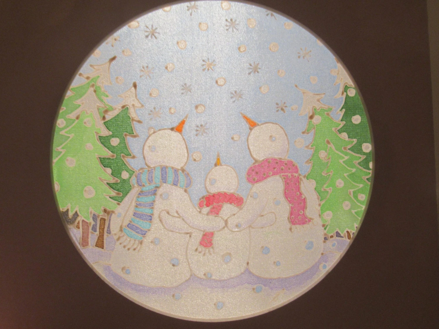 Silk Painting, Original Silk Art, 2 Snowmen And Child, Christmas Art, Winter, Festive Art, Wall Art, Children's Art, Home Decor, White, Blue 8 Silk Painting, Original Silk Art, 2 Snowmen And Child, Christmas Art, Winter, Festive Art, Wall Art, Children's Art, Home Decor, White, Blue - Image 6