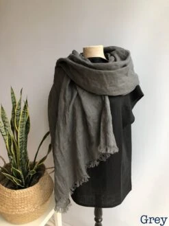 Dark Grey Oversized Scarf, Linen Shawl, Womens Shawl, Linen Wraps Shawl, Christmas, Extra Long Scarf, Grey Shawl, Grey Scarf, Gift For Her -Jewellery Soldes Boutique il fullxfull.1702948163 3lu8