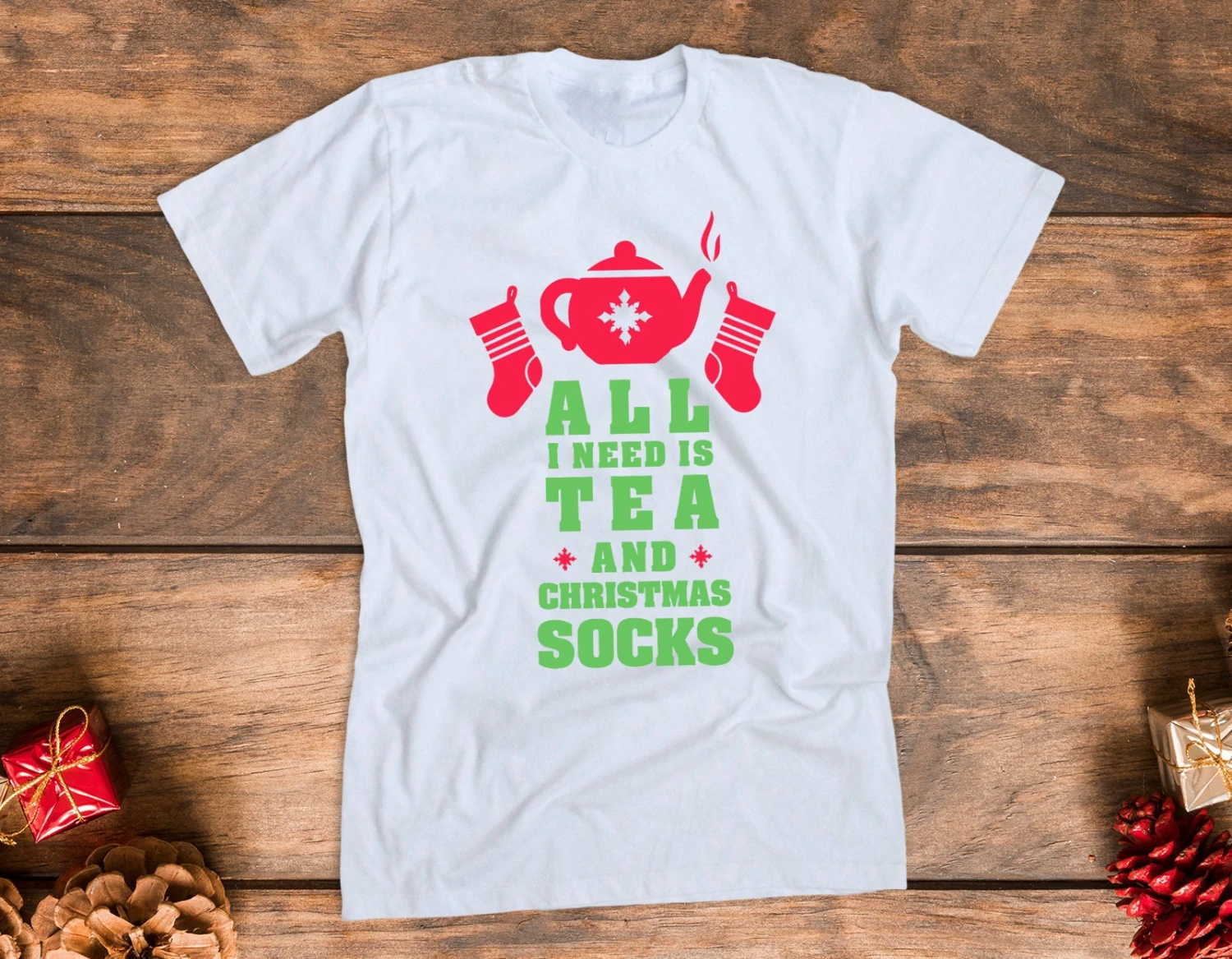 All I Need Is Tea And Christmas Socks - Funny Christmas T-shirt - Best Christmas Gift - Unisex Happy Christmas Tee - Cool Winter Present 5 All I Need Is Tea And Christmas Socks - Funny Christmas T-shirt - Best Christmas Gift - Unisex Happy Christmas Tee - Cool Winter Present - Image 3