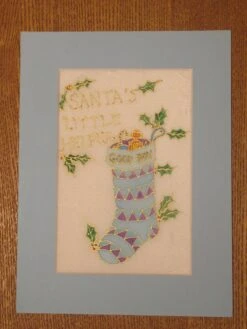 Silk Painting, Original Silk Art, Good Boy Stocking, Santa's Little Helper, Christmas Art, Baby's 1st Xmas, Boy's Gift, Blue, Nursery Art. -Jewellery Soldes Boutique il fullxfull.1715143288 36hz