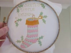 Personalised Stocking Silk Painting, Original Silk Art, Santa's Little Helper, Christmas Art, Baby's 1st Xmas, Unique Art Gift, Nursery Art.