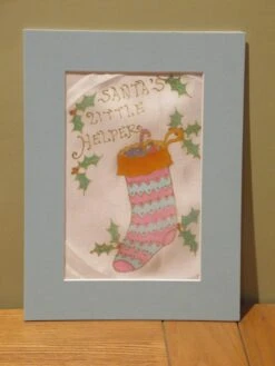 Personalised Stocking Silk Painting, Original Silk Art, Santa's Little Helper, Christmas Art, Baby's 1st Xmas, Unique Art Gift, Nursery Art. -Jewellery Soldes Boutique il fullxfull.1716323892 tob5