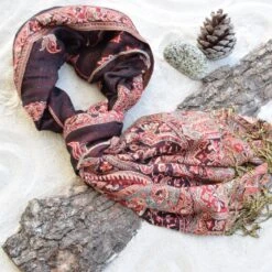 Man Shawl, Scarf In Boho Look With Fringe, Vintage Look Pashmina Scarf. Stylish Gift For Man. Stocking Stuffer. Christmas Gift Idea.