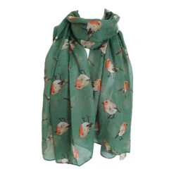 NEW Red Robin Red Breast Bird Print Scarf Wrap Christmas Gift -Jewellery Soldes Boutique il fullxfull.1724914734 h7ah