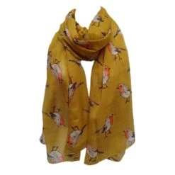 NEW Red Robin Red Breast Bird Print Scarf Wrap Christmas Gift -Jewellery Soldes Boutique il fullxfull.1724914882 g4df